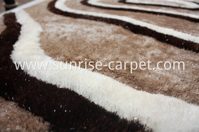 Thin Polyester Shaggy Rug with Design